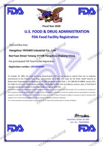 FDA Food Registration Certificate